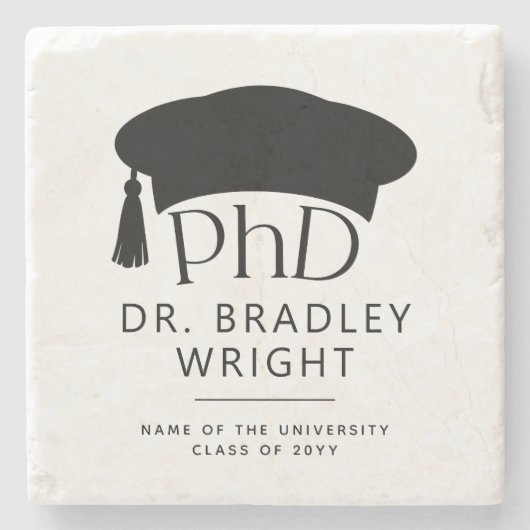Benutzerdefinierte PhD-Doktorhut Doktorgrad Abschl Steinuntersetzer (Vorderseite)
