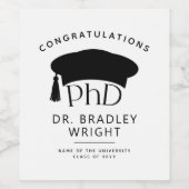 Benutzerdefinierte PhD-Doktorhut Doktorgrad Abschl Weinetikett (Einzelnes Label)