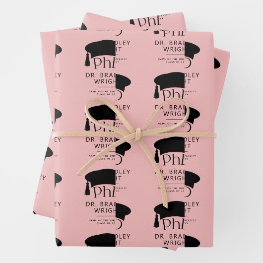 Benutzerdefinierte PhD-Doktorhut Doktorgraduation Geschenkpapier Set (Beispiel)