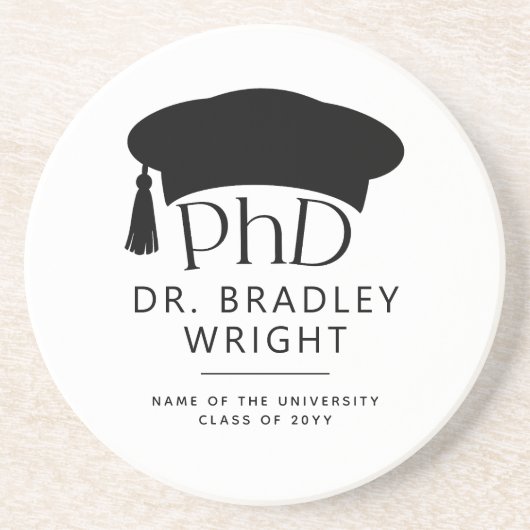 Benutzerdefinierte PhD Doktorhut Promotion Doktorg Getränkeuntersetzer (Vorne)