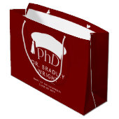 Benutzerdefinierte PhD Doktorhut Promotion Doktorg Große Geschenktüte (Rückseite Schrägansicht)