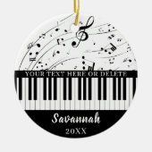 Benutzerdefinierte Piano-Tastatur-Musiknoten Perso Keramik Ornament (Vorne)