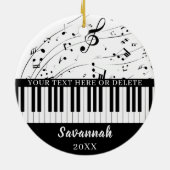 Benutzerdefinierte Piano-Tastatur-Musiknoten Perso Keramik Ornament (Hinten)