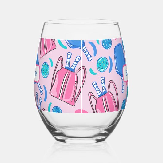 Benutzerdefinierte Pickleball-Paddle & Balls Rosa Weinglas Ohne Stiel (Links)