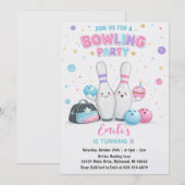 Benutzerdefinierte Pink Bowling Geburtstagsfeier Einladung (Vorne/Hinten)