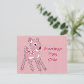 Benutzerdefinierte Pink Fawn Postcard Postkarte (Stehend Vorderseite)