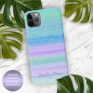 Benutzerdefinierte Pink Mintgrün Blau Lila Streife iPhone 16 Pro Max Hülle