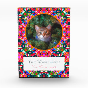 Benutzerdefinierte Pink Orange Grüne Weihnachtsdek Fotoblock