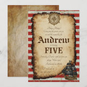 Benutzerdefinierte Piratenschädel-Schatzkarte Ahoy Einladung (Vorne/Hinten)