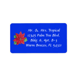 Benutzerdefinierte Poinsettia-Adressmarken - Blau Adressaufkleber