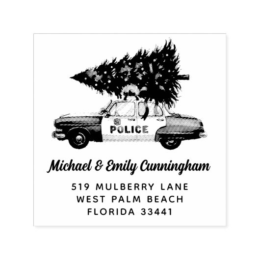 Benutzerdefinierte Polizei-Weihnachtsbaum-Auto-Adr Permastempel (Design)