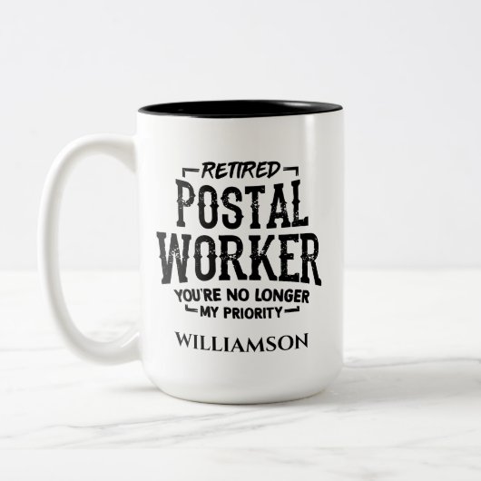 Benutzerdefinierte Postarbeiter nicht mehr vorrang Zweifarbige Tasse (Links)