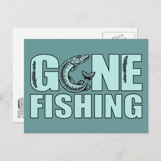 Benutzerdefinierte Postkarte "GONE FISHING" (Vorne/Hinten)