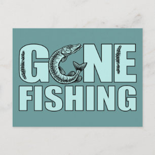 Benutzerdefinierte Postkarte "GONE FISHING"