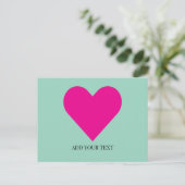 Benutzerdefinierte Postkarte mit rosa Herz (Stehend Vorderseite)