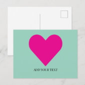 Benutzerdefinierte Postkarte mit rosa Herz (Vorne/Hinten)