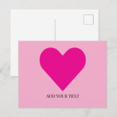 Benutzerdefinierte Postkarte mit rosa Herz (Vorne/Hinten)