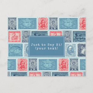 Benutzerdefinierte Poststempel im Vintage Blau-Rot Postkarte