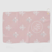 Benutzerdefinierte Preppy rosa Fleur de Lis Golfhandtuch (Horizontal)