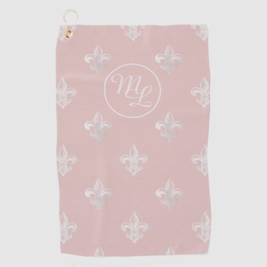 Benutzerdefinierte Preppy rosa Fleur de Lis Golfhandtuch (Vorderseite)