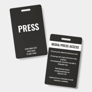 Benutzerdefinierte Pressemedien-Zugangs-Konzertfes Ausweis