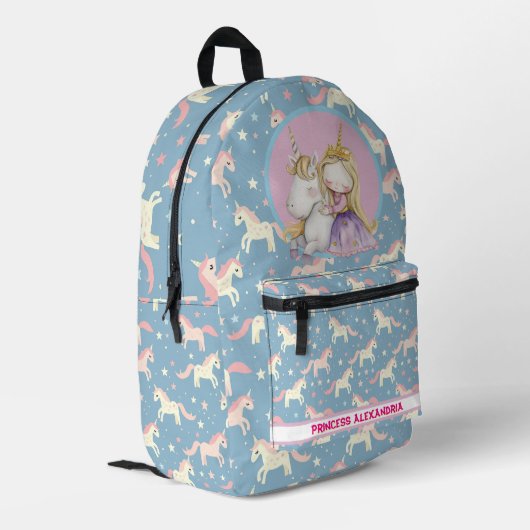 Benutzerdefinierte Prinzessin Unicorn Bedruckter Rucksack (Rückseitige Ecke links)
