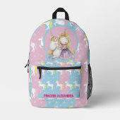 Benutzerdefinierte Prinzessin Unicorn Bedruckter Rucksack (Vorderseite)