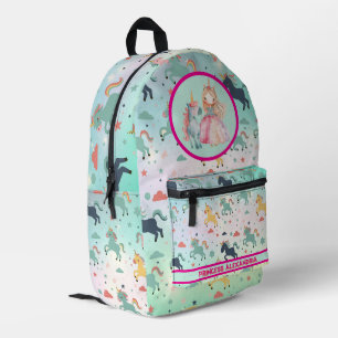 Benutzerdefinierte Prinzessin Unicorn Bedruckter Rucksack