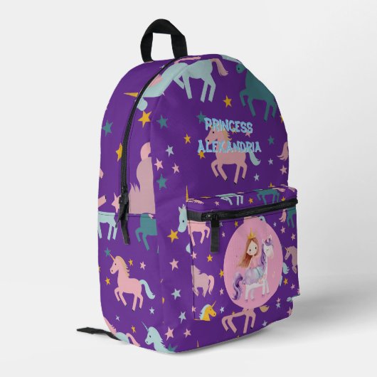 Benutzerdefinierte Prinzessin Unicorn Bedruckter Rucksack (Rückseitige Ecke links)