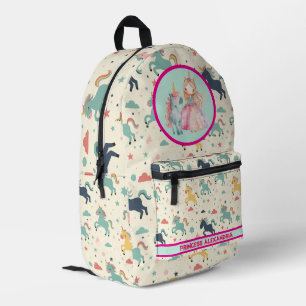 Benutzerdefinierte Prinzessin Unicorn Bedruckter Rucksack
