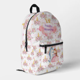 Benutzerdefinierte Prinzessin Unicorn Rosa Bedruckter Rucksack