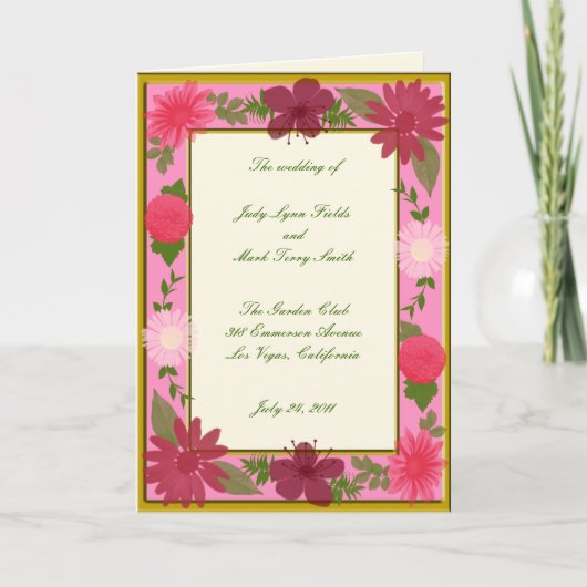 Benutzerdefinierte Programmkarte für rosa Blume Programm (Vorderseite)