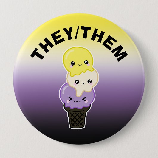 Benutzerdefinierte Pronomen - LGBTQ+, nicht binäre Button (Vorderseite)