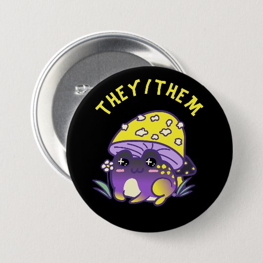 Benutzerdefinierte Pronomen | Nicht binärer Frosch Button (Vorne & Hinten)