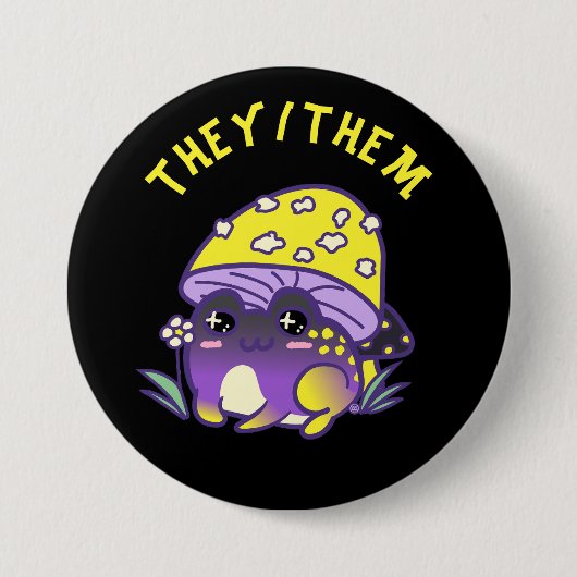 Benutzerdefinierte Pronomen | Nicht binärer Frosch Button (Vorderseite)