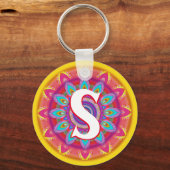 Benutzerdefinierte psychedelische Initialtastenkli Schlüsselanhänger (Vorderseite)