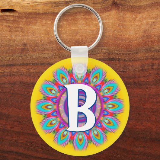 Benutzerdefinierte psychedelische Initialtastenrin Schlüsselanhänger (Vorderseite)