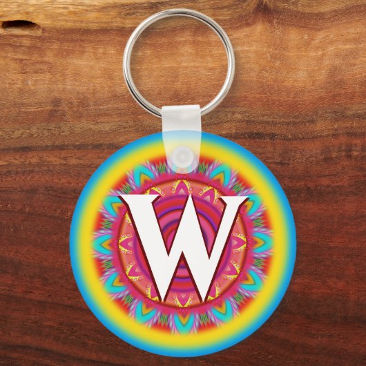 Benutzerdefinierte psychedelische Initialtastenrin Schlüsselanhänger (Vorderseite)