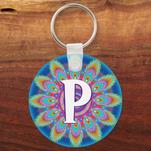Benutzerdefinierte psychedelische Initialtastenrin Schlüsselanhänger (Vorderseite)