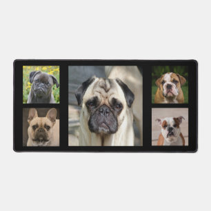 Benutzerdefinierte Pug- und Bulldoggen-Hundefotos Schreibtischunterlage