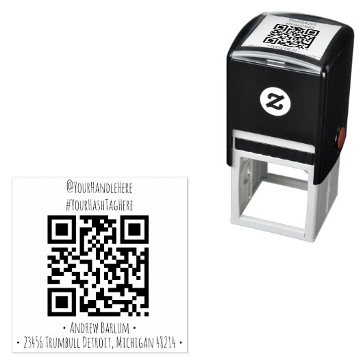 Benutzerdefinierte QR-Code-Briefmarke Permastempel (Beispiel)