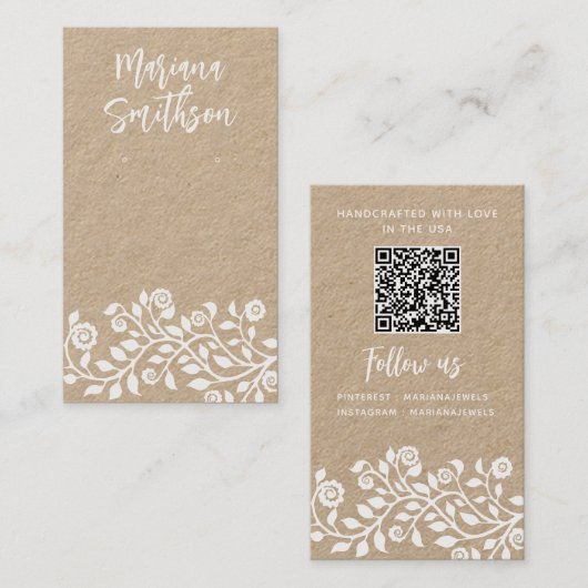 Benutzerdefinierte QR-Code Elegante Swirl Ohrringe Visitenkarte (Vorne/Hinten)