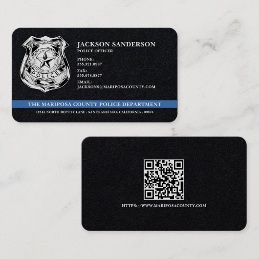 Benutzerdefinierte QR-Code für das Polizeidepartem Visitenkarte (Vorne/Hinten)