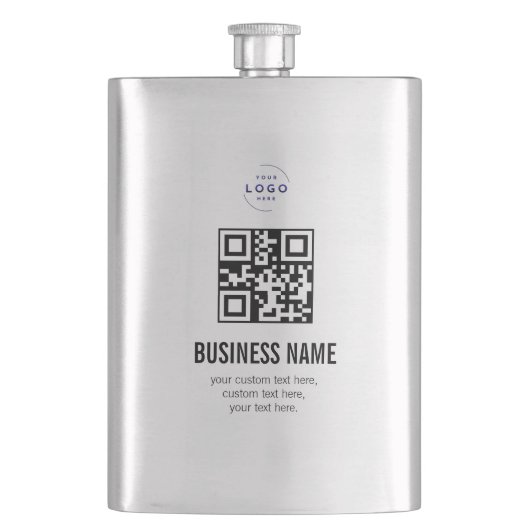 Benutzerdefinierte QR-Code-Geschäftslogo-Name-Vorl Flachmann (Vorderseite)