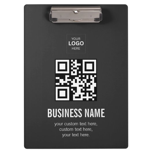 Benutzerdefinierte QR-Code-Geschäftslogo-Name-Vorl Klemmbrett (Vorderseite)