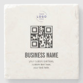 Benutzerdefinierte QR-Code-Geschäftslogo-Name-Vorl Steinuntersetzer (Vorderseite)