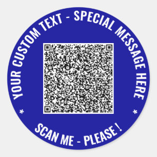 Benutzerdefinierte QR-Code-Info und Textaufkleber Runder Aufkleber