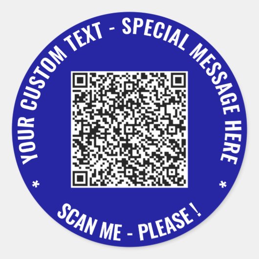 Benutzerdefinierte QR-Code-Info und Textaufkleber  Runder Aufkleber (Vorderseite)