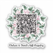 Benutzerdefinierte QR-Code Magnolia-Blume-Rahmen-G Aufkleber (Vorderseite)