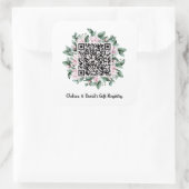 Benutzerdefinierte QR-Code Magnolia-Blume-Rahmen-G Quadratischer Aufkleber (Tasche)